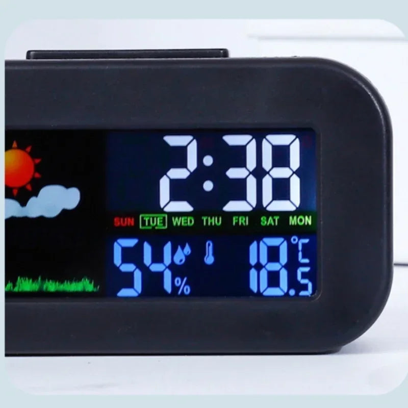 Weather Station Clock with Color Display - Temp & Humidity Monitor, Backlit for Kids & Teens, Perfect for Bedroom & Dorm Desk | 4
